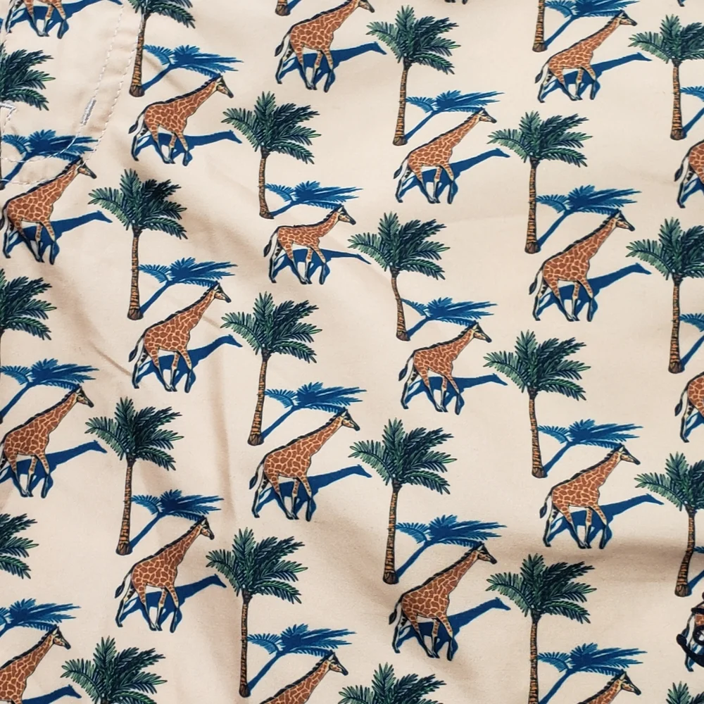 Retromarine New York Swim Trunks Swimsuit Giraffe Print Medium Drawstring Lined